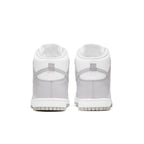 Nike Dunk High Retro White Vast Grey (2021) sneaker backs with grey and white design.