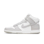 Nike Dunk High Retro White Vast Grey 2021 sneaker, featuring stylish grey and white leather design.