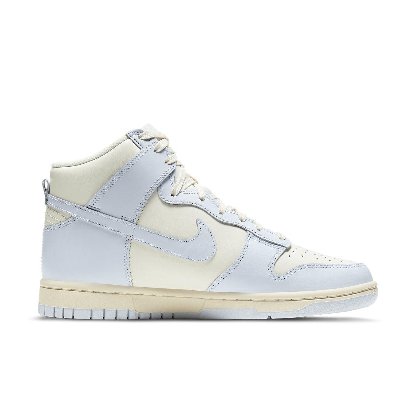 Nike Dunk High Sail Football Grey Women's sneaker with cream sole and light grey panels.