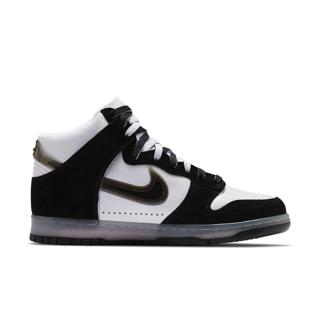 Nike Dunk High Slam Jam in white and black, featuring a sleek design and bold accents, perfect for sneaker enthusiasts.