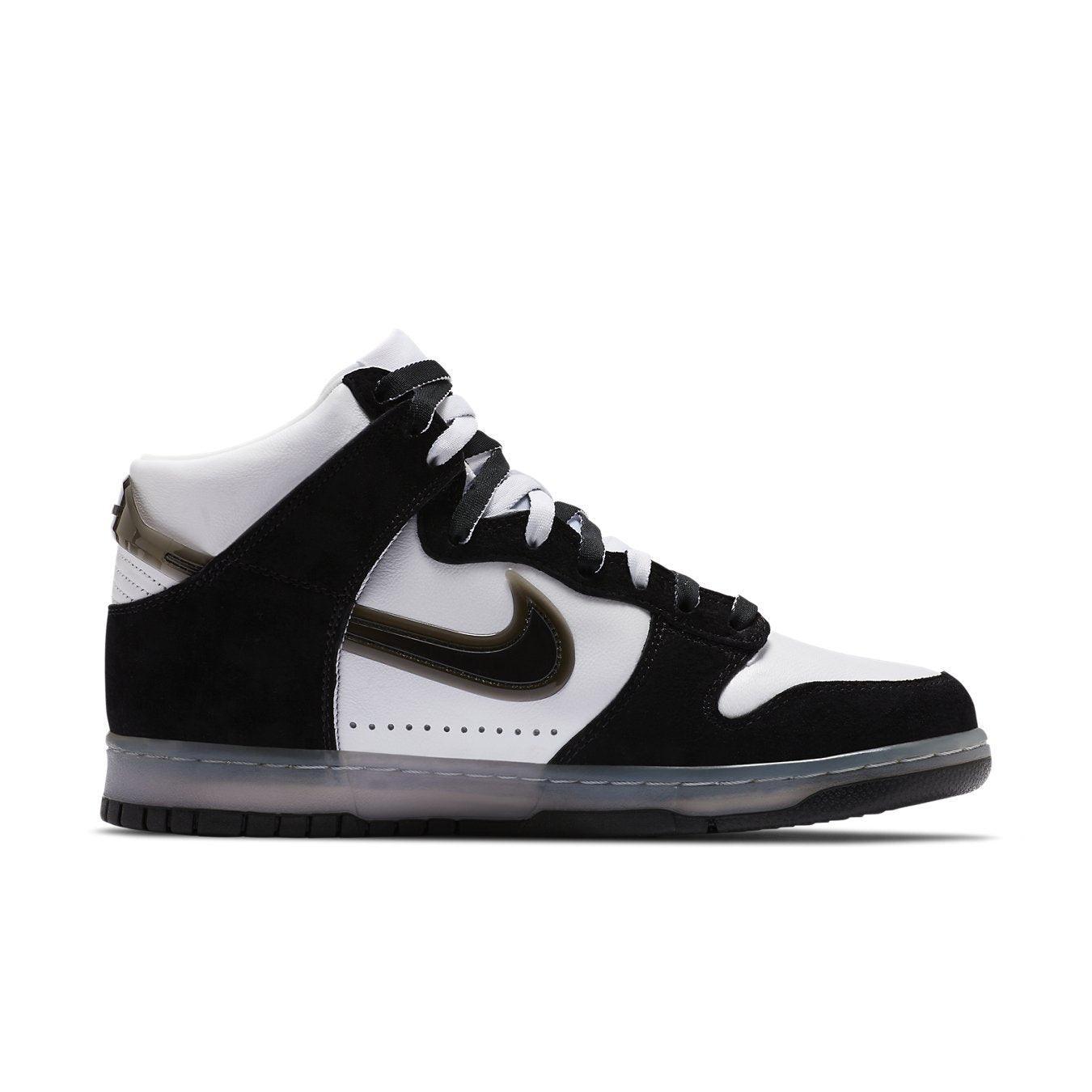 Nike Dunk High Slam Jam in white and black, featuring a sleek design and bold accents, perfect for sneaker enthusiasts.