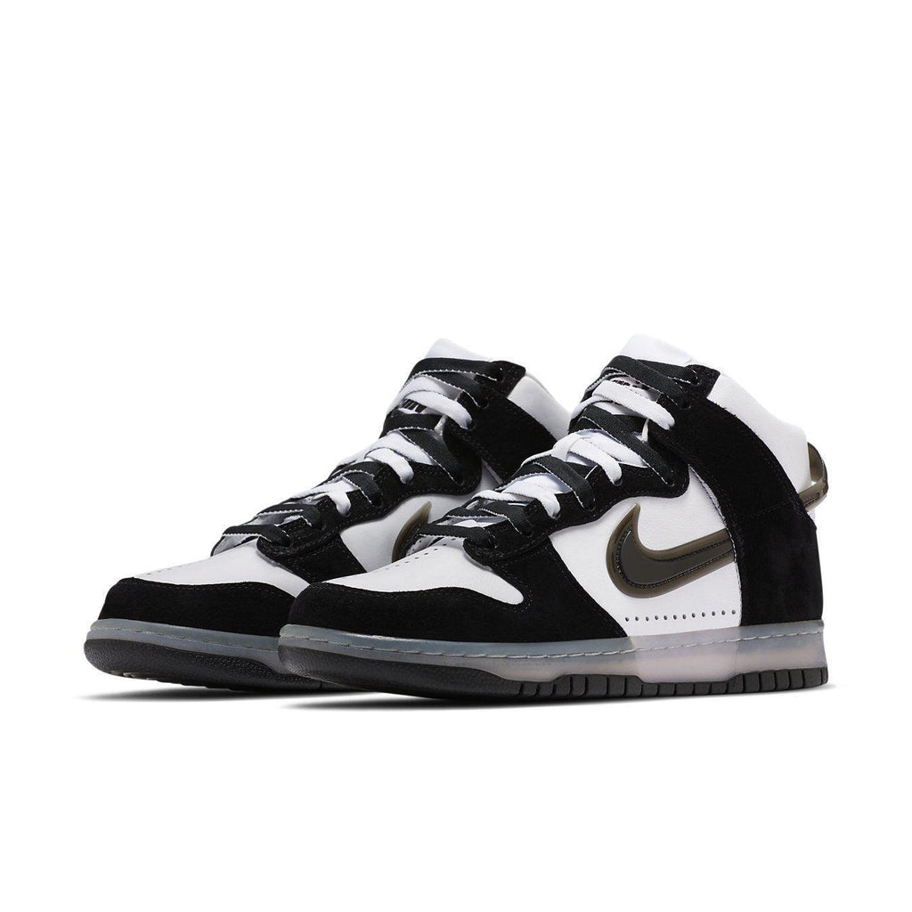 Nike Dunk High Slam Jam in white and black colorway, showcasing iconic silhouette and stylish design.