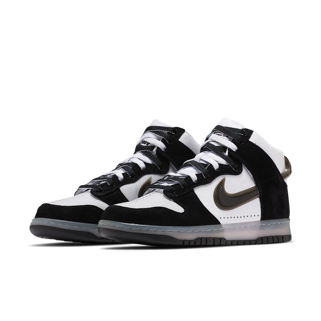 Nike Dunk High Slam Jam in white and black colorway, showcasing iconic silhouette and stylish design.