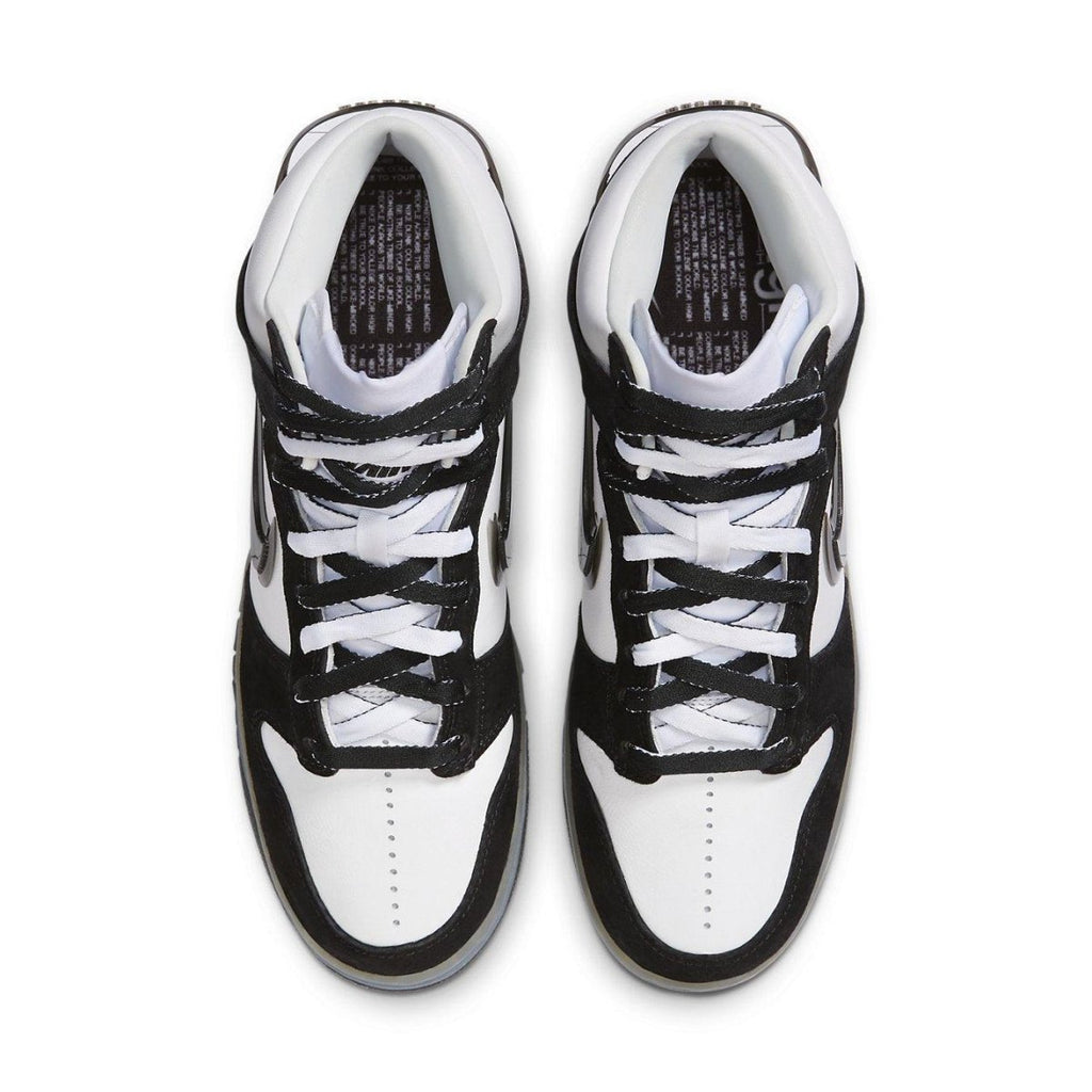 Nike Dunk High Slam Jam in white and black, showcasing a top view of the sneaker design.