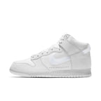 Nike Dunk High Slam Jam in White and Pure Platinum side view, showcasing sleek design and modern style.