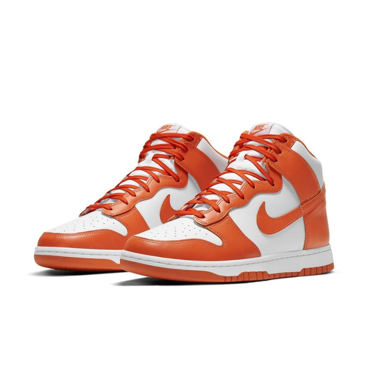 Nike Dunk High Syracuse 2021 in white and orange, featuring iconic 'Be True To Your School' colorway.