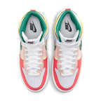 Nike Dunk High Up Pastels women's sneakers in pink, red, and blue with vibrant color accents and a classic design.
