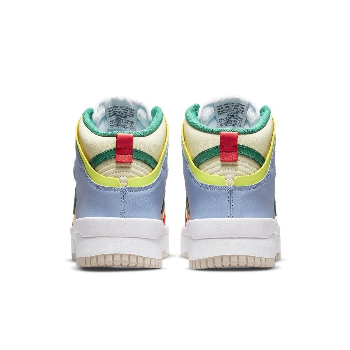Nike Dunk High Up Pastels women's sneakers in Cashmere Coral featuring vibrant pastel colors and a unique design.