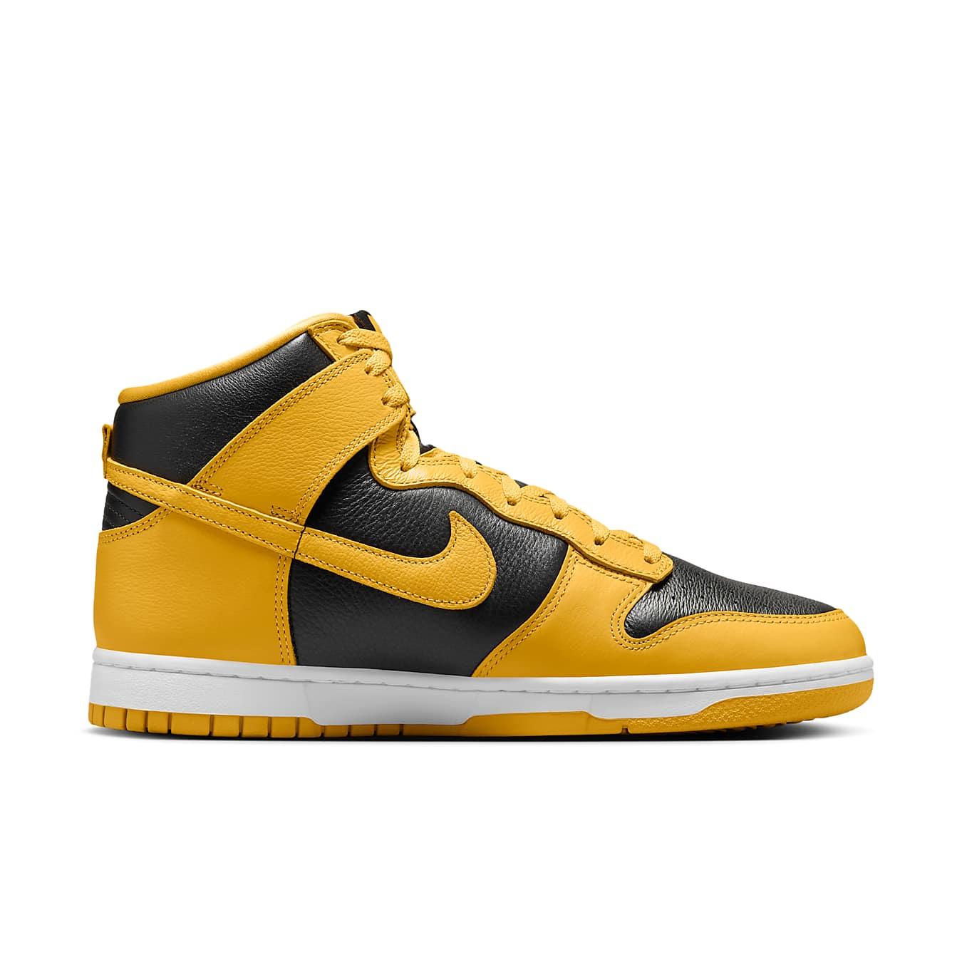 Nike Dunk High Wu-Tang 2024: Iconic black and yellow colorway with premium leather upper, inspired by classic Dunk 'Iowa'.