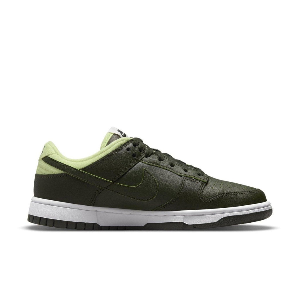 Nike Dunk Low Avocado Women's sneakers featuring dark green and light green accents, inspired by the avocado.