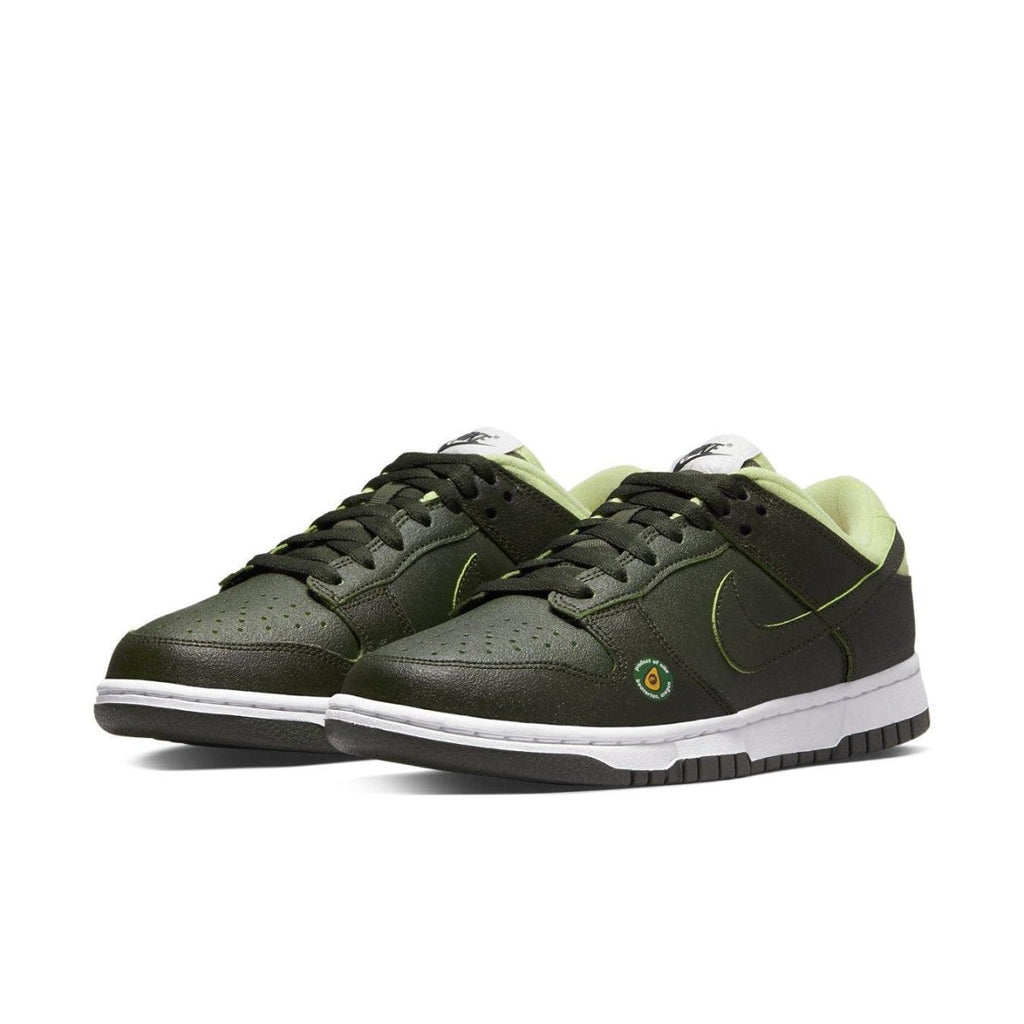 Nike Dunk Low Avocado (W) in dark green with light green accents, inspired by the avocado fruit.