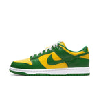 Nike Dunk Low Brazil 2020 sneaker in yellow and green colorway with a low-profile design.