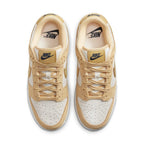 Nike Dunk Low Celestial Gold Suede shoes with beige and white colorway top view.