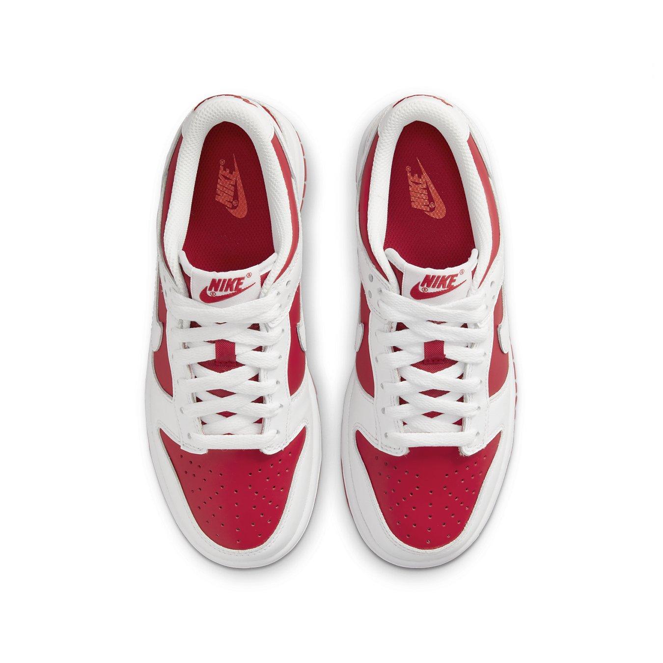 Nike Dunk Low Championship Red (2021) GS, featuring white and red colorway, perfect for elementary school kids.