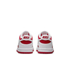 Nike Dunk Low Championship Red (2021) GS rear view showing red and white design, perfect for school kids.