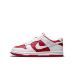 Nike Dunk Low Championship Red (2021) GS in red and white, featuring a classic low-top silhouette.