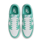 Nike Dunk Low Clear Jade sneakers featuring a white leather base and bright jade green overlays.