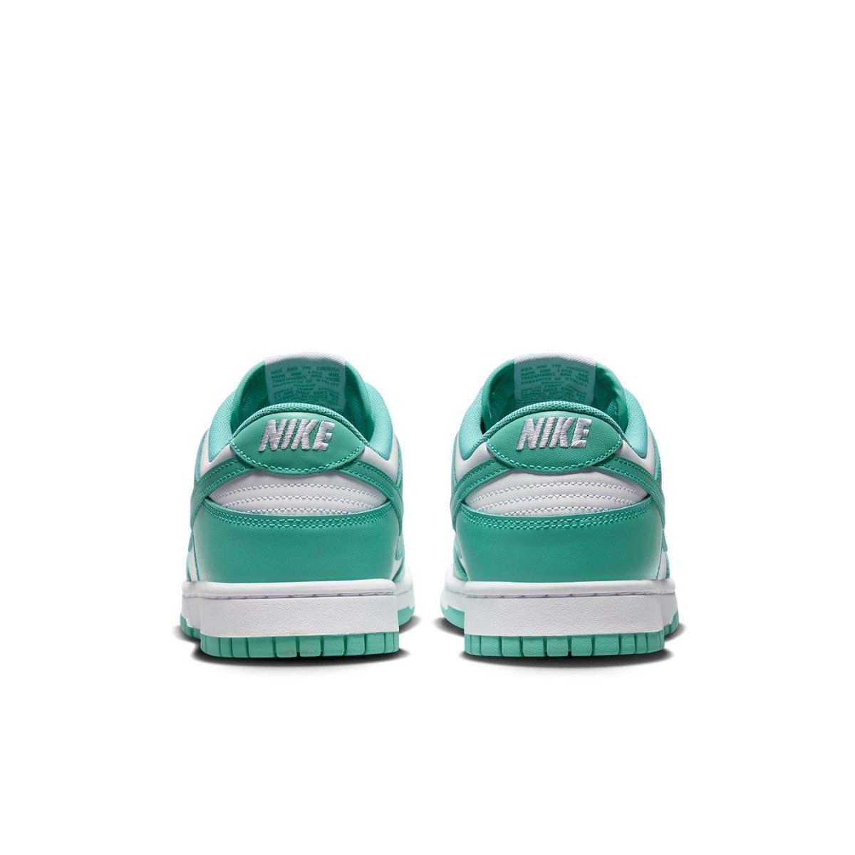 Nike Dunk Low Clear Jade rear view showcasing stylish emerald green and white colorway.