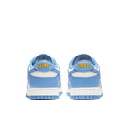 Nike Dunk Low Coast (W) sneakers in blue and white, showcasing the back view with prominent Nike branding.