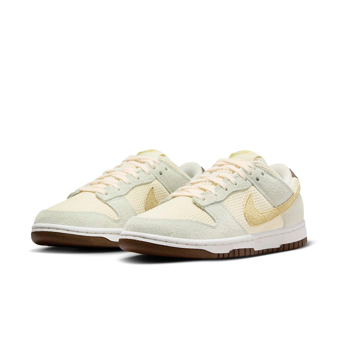 Nike Dunk Low Coconut Milk women's sneakers in soft light colors with hemp suede and mesh.