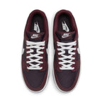 Nike Dunk Low Dark Beetroot top view displaying burgundy leather upper and white laces.