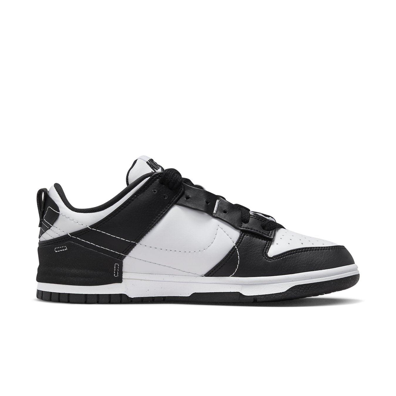 Nike Dunk Low Disrupt 2 Panda Women's sneakers in black and white with perforated toe for ventilation.