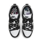 Nike Dunk Low Disrupt 2 Panda women's sneakers, featuring black and white design with a perforated toe and contrasting Swoosh.