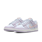 Nike Dunk Low 'Easter' 2022 sneaker for women in pastel blue and lavender with pink Swoosh.