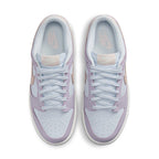 Nike Dunk Low Easter 2022 women's sneakers in pastel blue, lavender, and soft pink from above.