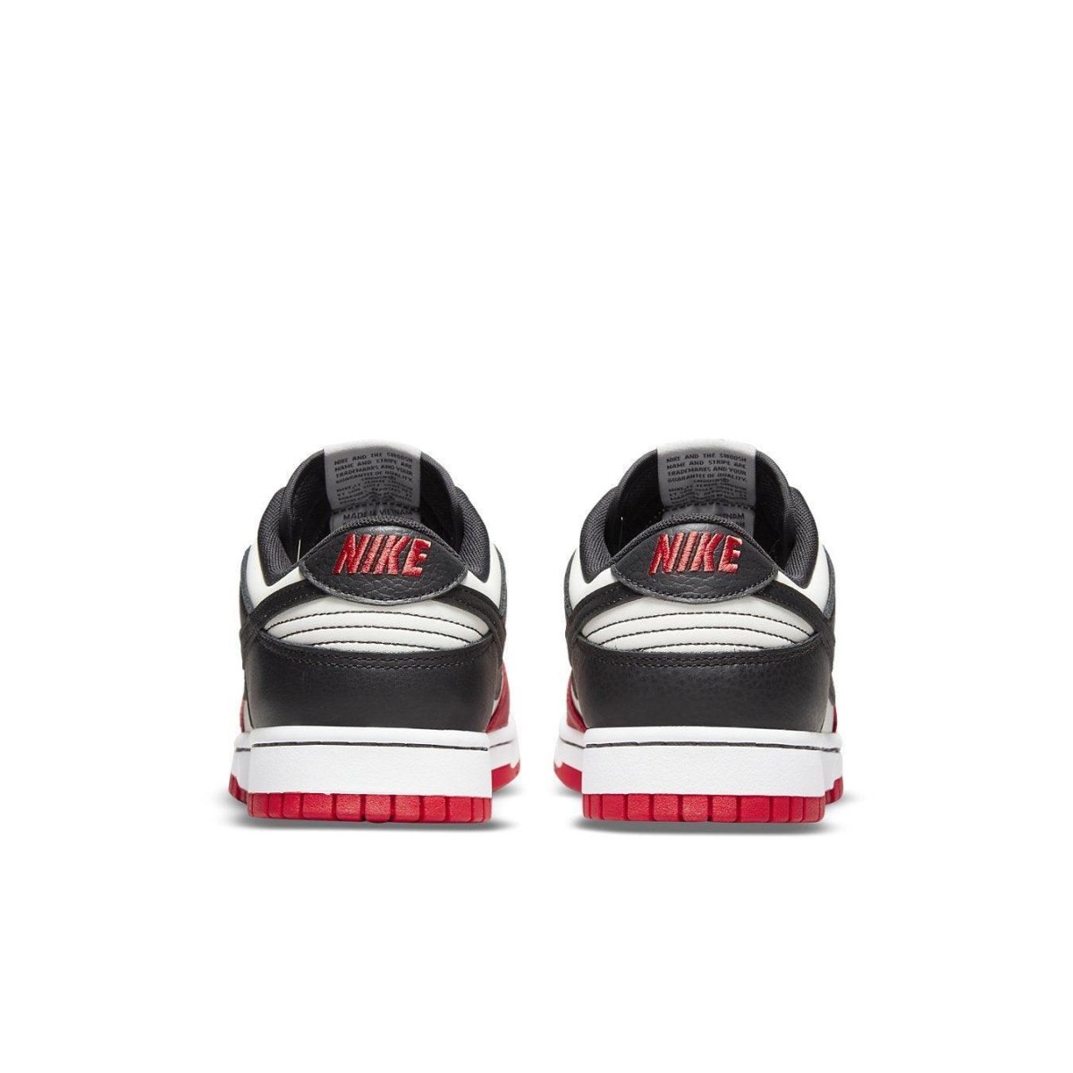 Nike Dunk Low EMB NBA 75th Anniversary Chicago rear view with black and red colorway details.