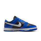 Nike Dunk Low Essential in Game Royal Black and White, featuring blue and black leather panels.