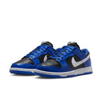 Nike Dunk Low Essential Game Royal Black White for women featuring blue and black leather panels.