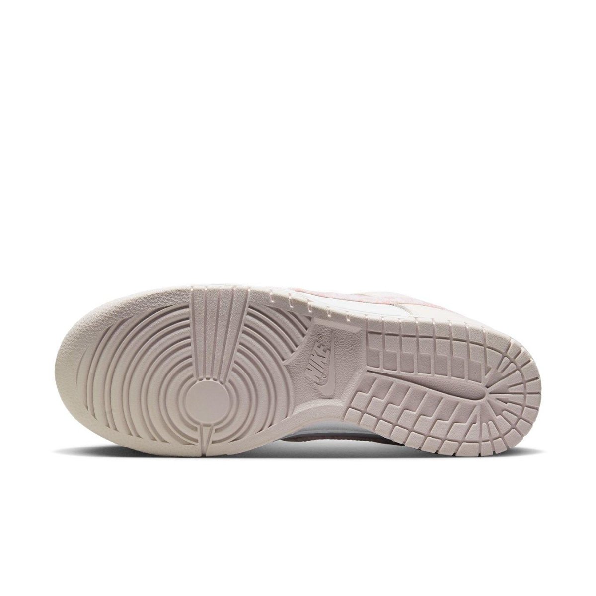 Nike Dunk Low Essential Pink Paisley sneaker outsole with rubber sole and signature tread design.