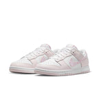Nike Dunk Low Essential Pink Paisley Pack for women, featuring white leather and pink paisley details.