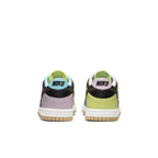 Back view of Nike Dunk Low SE GS 'Free.99 - Black' featuring unique color blocking and logo detail.