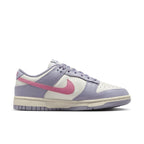 Nike Dunk Low Indigo Haze women's sneakers in pastel indigo and cream with pink Swoosh.