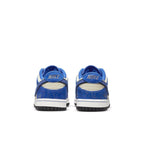 Rear view of Nike Dunk Low Jackie Robinson (GS) showing blue and white colors with details celebrating Jackie Robinson.