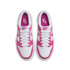 Nike Dunk Low Laser Fuchsia GS sneakers, stylish design in pink and white, perfect for casual or active wear.