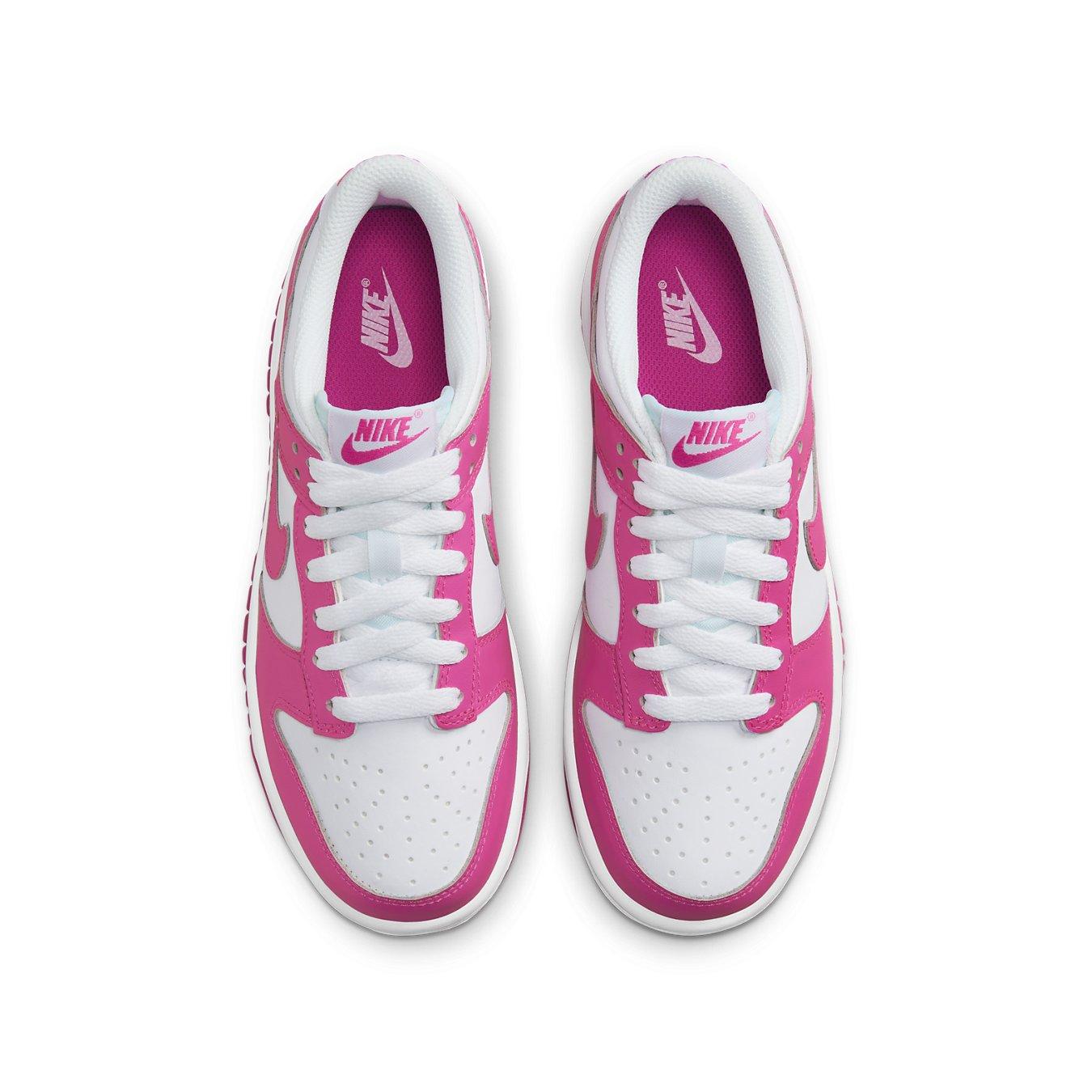 Nike Dunk Low Laser Fuchsia GS sneakers, stylish design in pink and white, perfect for casual or active wear.