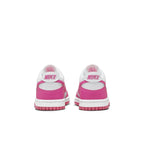 Nike Dunk Low Laser Fuchsia GS sneakers, featuring a stylish design with vibrant pink accents.