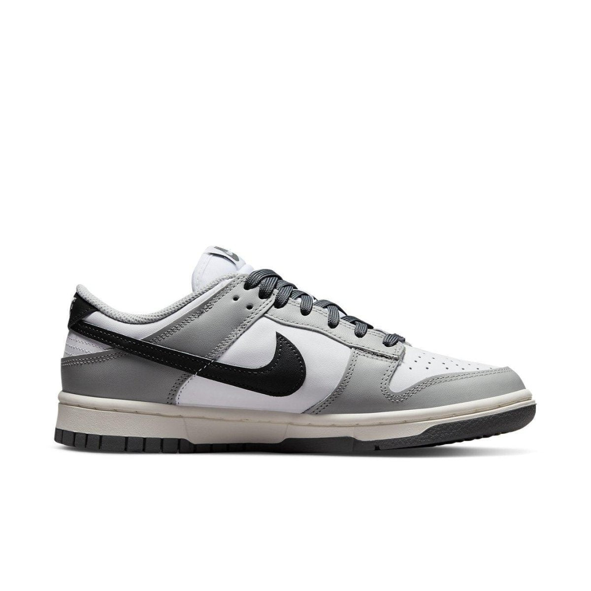 Nike Dunk Low Light Smoke Grey (W) featuring white leather base and Light Smoke Grey overlays.