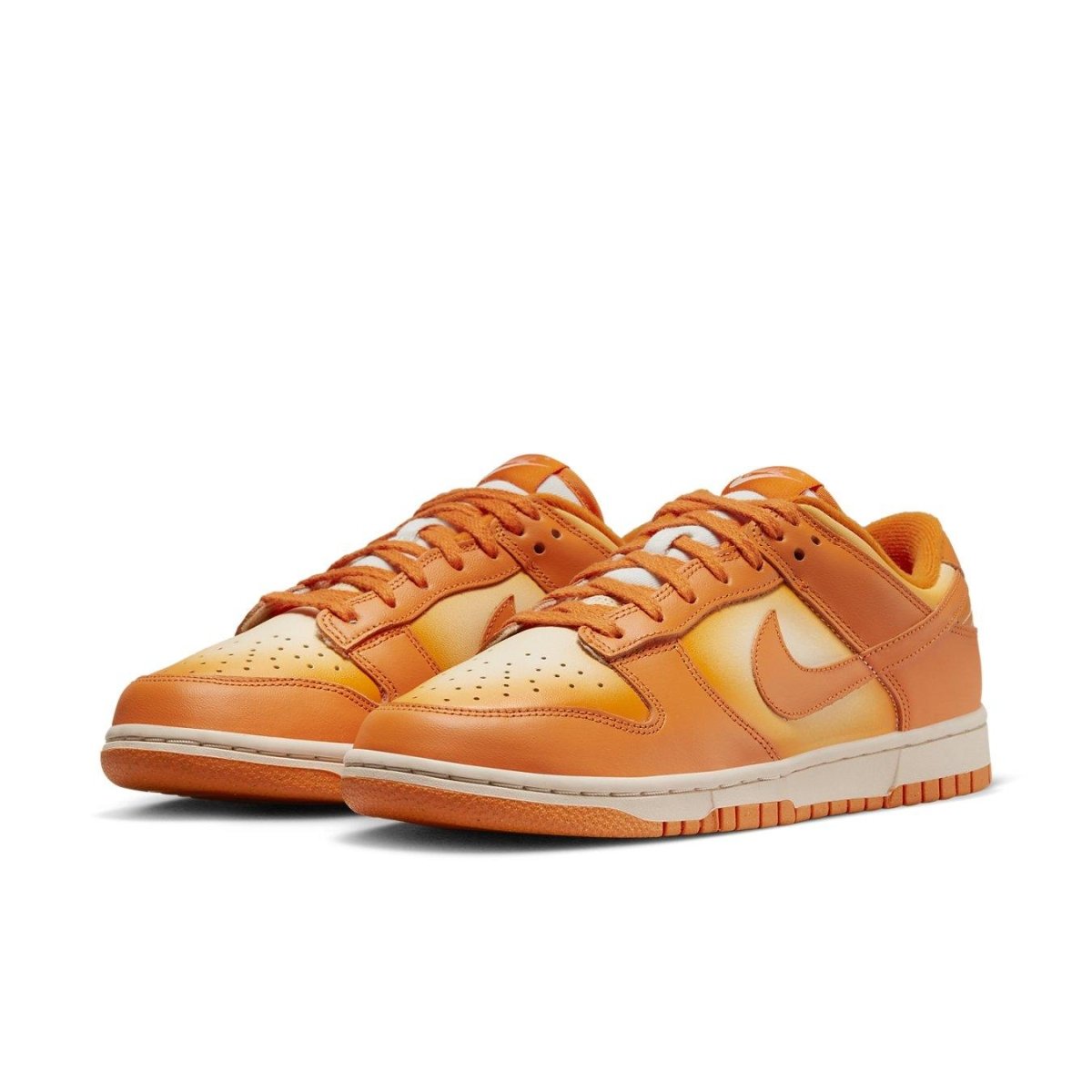 Nike Dunk Low Magma Orange (W) women's sneakers featuring bold orange and cream colorway with signature swoosh.