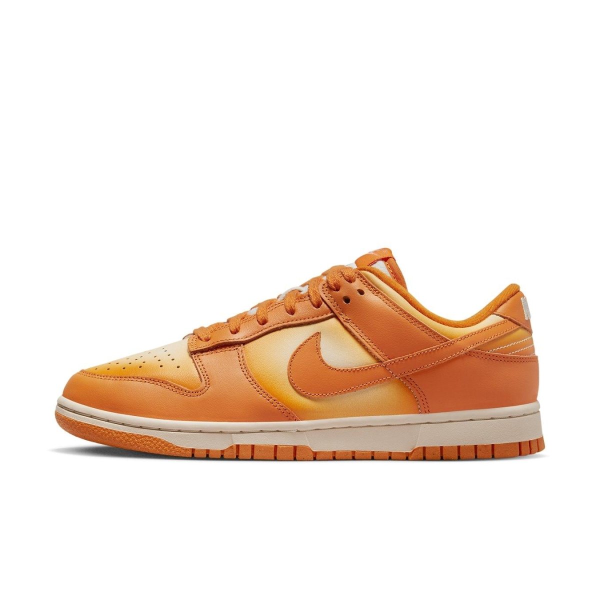 Nike Dunk Low Magma Orange sneakers for women, featuring a vibrant orange colorway and classic silhouette.