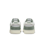 Nike Dunk Low Mica Green sneakers back view with vintage-inspired design and muted green accents.
