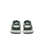 Nike Dunk Low Michigan State (GS) rear view showcasing Team Green accents and padded collar.