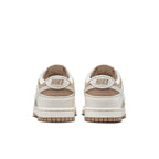 Nike Dunk Low Next Nature Beige Sail women's sneakers, featuring beige and white colorway, back view.