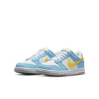 Nike Dunk Low Next Nature Homer Simpson in white, sky blue, and yellow colors, featuring vibrant design and playful style.