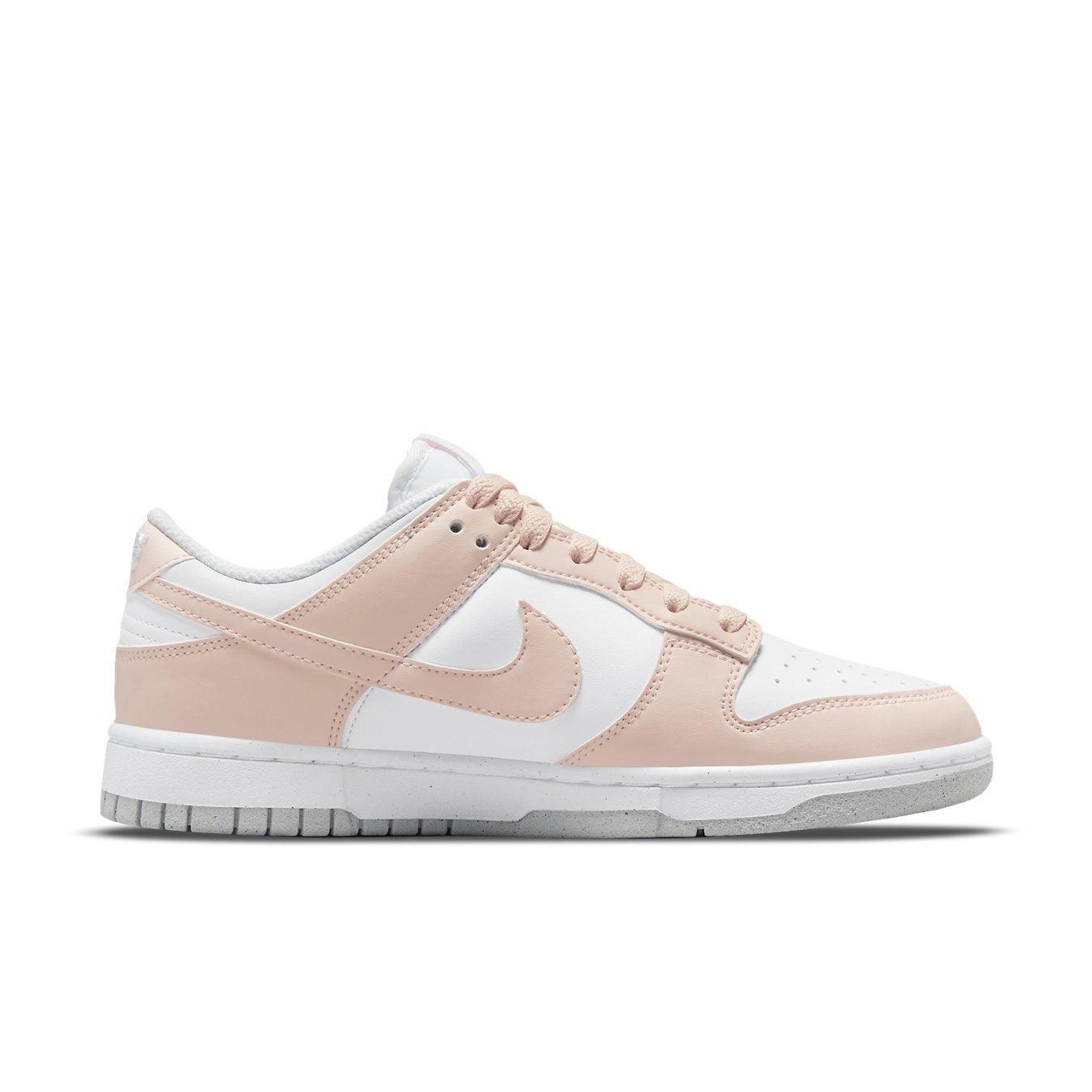 Nike Dunk Low Next Nature 'Pale Coral' women's sneakers in white and soft pink with sustainable design.