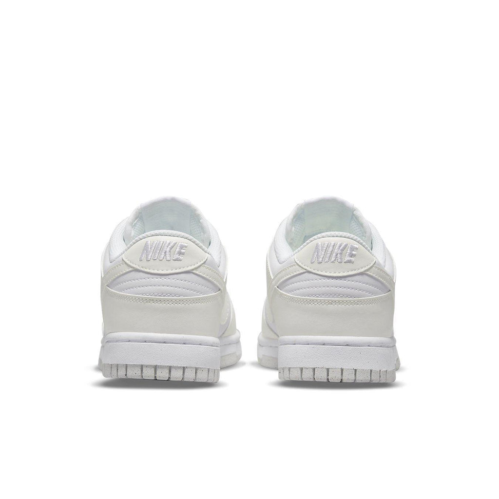 Nike Dunk Low Next Nature Sail (W) rear view with smooth leather upper and NIKE logo on heel