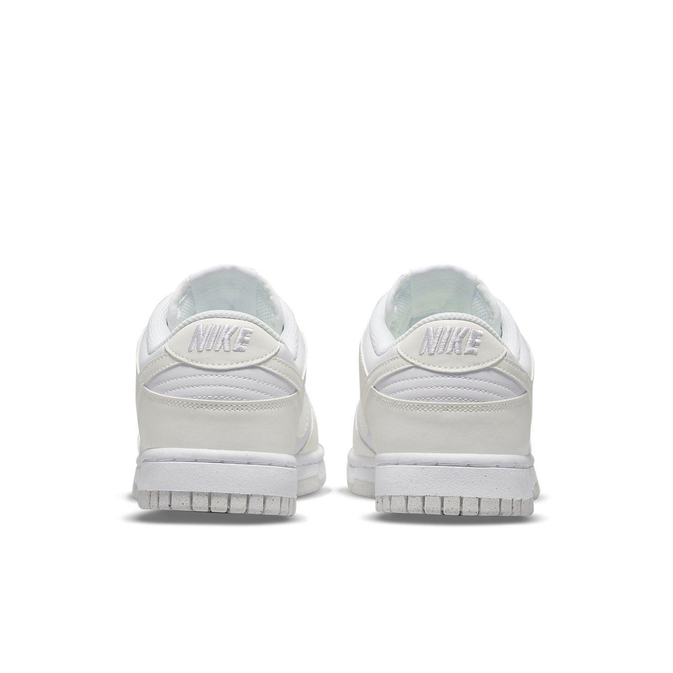 Nike Dunk Low Next Nature Sail (W) rear view with smooth leather upper and NIKE logo on heel